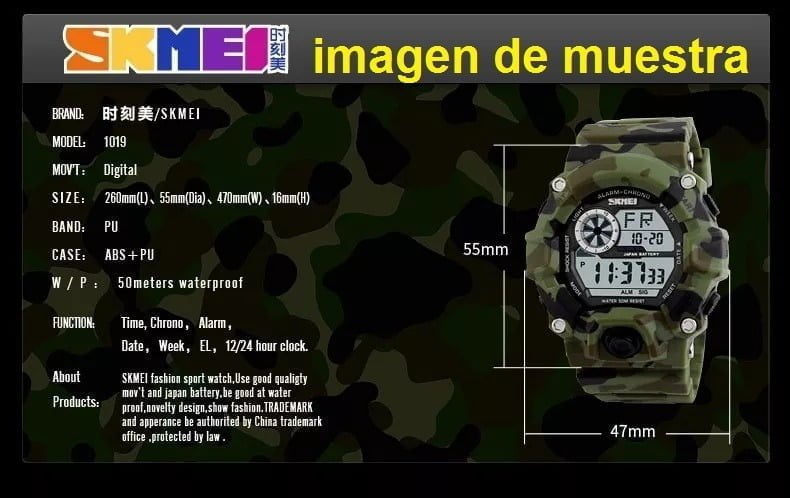 reloj camuflaje skmei 1019